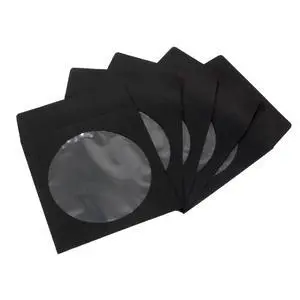100 Pack Premium Thick Black Color Paper CD DVD Sleeves Envelope with Window Cut Out and Flap, 100g Heavy Weight. 100 Pack Premium Thick Black Color Paper CD DVD Sleeves Envelope with Window Cut Out and Flap, 100g Heavy Weight.