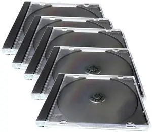 5 PCS Car Standard Single Clear CD Jewel Case, DVD Storage Case with Assembled Black Tray, Thickened Rigid Plastic CD Holder, for Most Cars (Black) 5 PCS Car Standard Single Clear CD Jewel Case, DVD Storage Case with Assembled Black Tray, Thickened Rigid Plastic CD Holder, for Most Cars (Black)