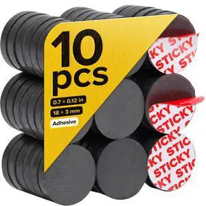 Strong Ceramic Round Small Magnets with Adhesive Backing (0.7x0.12/18x3mm, 10 pcs) - Heavy Duty Sticky Magnets, Non-Corrosive, Versatile for Home, Office, Workshop, Whiteboard, Fridge and Hobby Use Strong Ceramic Round Small Magnets with Adhesive Backing (0.7x0.12/18x3mm, 10 pcs) - Heavy Duty Sticky Magnets, Non-Corrosive, Versatile for Home, Office, Workshop, Whiteboard, Fridge and Hobby Use