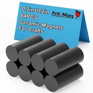 Ceramic Magnets for Crafts Round Black Industrial Magnets for DIY Projects for Fridge and Whiteboard, 64pcs Ceramic Magnets for Crafts Round Black Industrial Magnets for DIY Projects for Fridge and Whiteboard, 64pcs