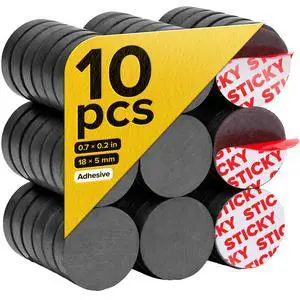 Strong Ceramic Round Small Magnets with Adhesive Backing (0.7x0.2/18x5mm, 10 pcs) - Heavy Duty Sticky Magnets, Non-Corrosive, Versatile for Home, Office, Workshop, Whiteboard, Fridge and Hobby Use Strong Ceramic Round Small Magnets with Adhesive Backing (0.7x0.2/18x5mm, 10 pcs) - Heavy Duty Sticky Magnets, Non-Corrosive, Versatile for Home, Office, Workshop, Whiteboard, Fridge and Hobby Use
