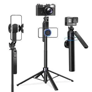 70'' Magnetic Selfie Stick Tripod for iPhone, MagSafe Tripod with 2-in-1 Phone Clamp & 1/4'' Screw Mount, Phone Tripod Stand with Remote, 4-Leg Stable Selfie Stick for Camera & GoPro 70'' Magnetic Selfie Stick Tripod for iPhone, MagSafe Tripod with 2-in-1 Phone Clamp & 1/4'' Screw Mount, Phone Tripod Stand with Remote, 4-Leg Stable Selfie Stick for Camera & GoPro
