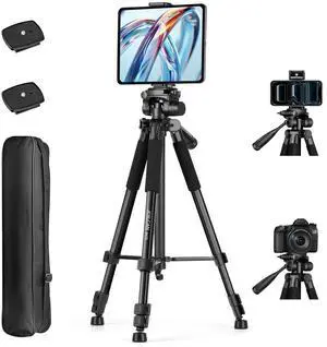 67" Phone iPad Tripod, Professional Camera Tripod Stand for Tablet iPhone with 2-in-1 Holder & Carry Bag, Extendable Travel Tripod for Cellphone Camera Video Recording Live Stream Vlogging 67" Phone iPad Tripod, Professional Camera Tripod Stand for Tablet iPhone with 2-in-1 Holder & Carry Bag, Extendable Travel Tripod for Cellphone Camera Video Recording Live Stream Vlogging