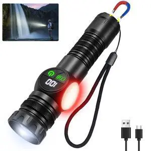 Rechargeable Flashlights High Lumens, LED Flashlight with Sidelight, 5 Modes & Zoom, USB-C Charging with LCD Display, Magnetic, Waterproof, Handheld Flashlights for Home Camping Emergency Rechargeable Flashlights High Lumens, LED Flashlight with Sidelight, 5 Modes & Zoom, USB-C Charging with LCD Display, Magnetic, Waterproof, Handheld Flashlights for Home Camping Emergency