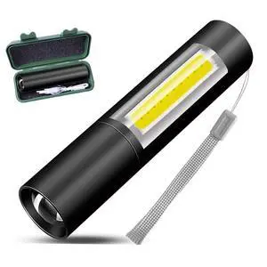 Rechargeable Mini Handheld Flashlights Portable Pocket Super Bright Flashlight Strong LED Flash Light with Side Light for Home Outdoor Emergency (Black) Rechargeable Mini Handheld Flashlights Portable Pocket Super Bright Flashlight Strong LED Flash Light with Side Light for Home Outdoor Emergency (Black)