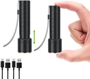 2 Small Rechargeable Flashlights USB-C, 4.1in Zoomable LED Flashlight High Lumen, Compact, Powerful, Portable LED Torch, Pocket-Size Bright Tactical Flashlight for Emergency, Camping, Hiking 2 Small Rechargeable Flashlights USB-C, 4.1in Zoomable LED Flashlight High Lumen, Compact, Powerful, Portable LED Torch, Pocket-Size Bright Tactical Flashlight for Emergency, Camping, Hiking