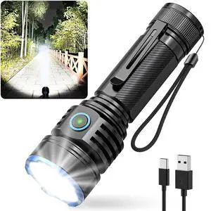 Flashlight Rechargeable 1 Pack, Super Bright Rechargeable Flashlights High Lumens, Adjustable 3 Lighting Modes with 7 Big LED Flashlight, Waterproof Flash Light for Home, Camping, Emergency Flashlight Rechargeable 1 Pack, Super Bright Rechargeable Flashlights High Lumens, Adjustable 3 Lighting Modes with 7 Big LED Flashlight, Waterproof Flash Light for Home, Camping, Emergency