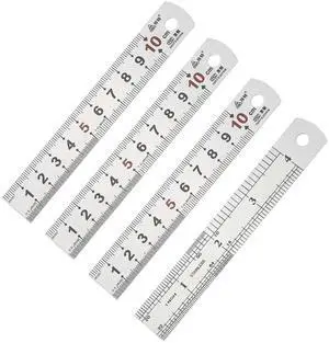 10cm/4" Metal Straight Ruler, 4Pcs Stainless Steel Ruler Etching Process Inch Millimeter Graduations for Measuring Engineer Construction 10cm/4" Metal Straight Ruler, 4Pcs Stainless Steel Ruler Etching Process Inch Millimeter Graduations for Measuring Engineer Construction