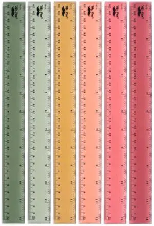 Ruler, 12 inch Ruler, 6 Pack, Vintage Colors, Clear Rulers 12 Inch Ruler, 12 inch Ruler, 6 Pack, Vintage Colors, Clear Rulers 12 Inch