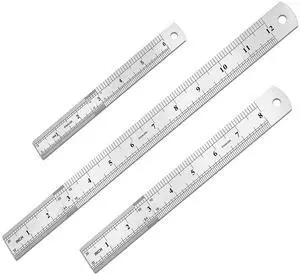 3 Pack Stainless Steel Ruler Set, 6 Inch 8Inch & 12 Inch (15cm 20cm & 30cm) Double-Sided Scale Ruler, Metric and Imperial Dual Markings, Ideal for Drawing, Household, Office and Engineering Use 3 Pack Stainless Steel Ruler Set, 6 Inch 8Inch & 12 Inch (15cm 20cm & 30cm) Double-Sided Scale Ruler, Metric and Imperial Dual Markings, Ideal for Drawing, Household, Office and Engineering Use