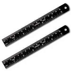 Metal Ruler, 6 Inch Stainless Steel Straight Edge with Metric Measurement, 2 Pack, 15 Centimeters Straight Edge Ruler with Inch to MM Conversion Table for Students, Machinist and Drafting Metal Ruler, 6 Inch Stainless Steel Straight Edge with Metric Measurement, 2 Pack, 15 Centimeters Straight Edge Ruler with Inch to MM Conversion Table for Students, Machinist and Drafting