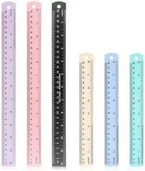 6 Pcs Metal Ruler 12 Inch and 6 Inch Stainless Steel Ruler Kit Colorful Metal Rule Kit with Millimeters, Centimeters, Inches and Conversion Table Metric Rule Set for Office, Easy to Read 6 Pcs Metal Ruler 12 Inch and 6 Inch Stainless Steel Ruler Kit Colorful Metal Rule Kit with Millimeters, Centimeters, Inches and Conversion Table Metric Rule Set for Office, Easy to Read