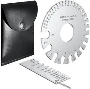 Professional Wire Gauge Measuring Tool, Metal Gauge Thickness Tool, Stainless Steel Metal Sheets Thickness Gauge & Dual-Sided Round Metal Sheet Gauge(Set of 2) Professional Wire Gauge Measuring Tool, Metal Gauge Thickness Tool, Stainless Steel Metal Sheets Thickness Gauge & Dual-Sided Round Metal Sheet Gauge(Set of 2)