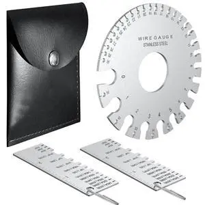 Professional Wire Gauge Measuring Tool, Metal Gauge Thickness Tool, Stainless Steel Metal Sheets Thickness Gauge & Dual-Sided Round Metal Sheet Gauge(Set of 3) Professional Wire Gauge Measuring Tool, Metal Gauge Thickness Tool, Stainless Steel Metal Sheets Thickness Gauge & Dual-Sided Round Metal Sheet Gauge(Set of 3)