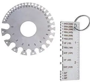 2 Pack Stainless Steel Welding Gauge, Metal Welding Gage Plated Size Inspection Tool, Wire Sizes Thickness Gauge + Round Dual-Sided Wire Cable Sheet Gage Standard Thickness Metal Gauge AWG and SA 2 Pack Stainless Steel Welding Gauge, Metal Welding Gage Plated Size Inspection Tool, Wire Sizes Thickness Gauge + Round Dual-Sided Wire Cable Sheet Gage Standard Thickness Metal Gauge AWG and SA