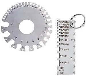 2 Pack Stainless Steel Welding Gauge, Metal Welding Gage Plated Size Inspection Tool, Wire Sizes Thickness Gauge + Round Dual-Sided Wire Cable Sheet Gage Standard Thickness Metal Gauge 2 Pack Stainless Steel Welding Gauge, Metal Welding Gage Plated Size Inspection Tool, Wire Sizes Thickness Gauge + Round Dual-Sided Wire Cable Sheet Gage Standard Thickness Metal Gauge
