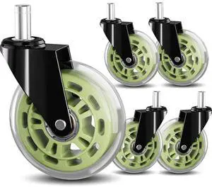 Green Office Chair Wheels 3" Roller Blade Rubber Chair Casters Replacement, Heavy Duty Quiet No Scratch Gaming Chair Wheel for Hardwood Floor Carpet, Set of 5, 11mm Universal Fit/Not for 1KEA Green Office Chair Wheels 3" Roller Blade Rubber Chair Casters Replacement, Heavy Duty Quiet No Scratch Gaming Chair Wheel for Hardwood Floor Carpet, Set of 5, 11mm Universal Fit/Not for 1KEA