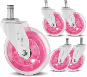 Pink Office Chair Wheels 3" Roller Blade Rubber Chair Casters Replacement, Heavy Duty Quiet No Scratch Gaming Chair Wheel for Hardwood Floor Carpet, Set of 5, 11mm Universal Fit/Not Fit 1KEA Pink Office Chair Wheels 3" Roller Blade Rubber Chair Casters Replacement, Heavy Duty Quiet No Scratch Gaming Chair Wheel for Hardwood Floor Carpet, Set of 5, 11mm Universal Fit/Not Fit 1KEA