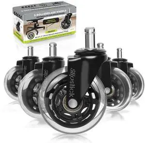 Premium Rubber Office Chair Caster Wheels (Set of 5) 3 Inch Chair Wheels for All Hard Surface Floors & Carpet, Heavy Duty Chair Replacement Wheels, Universal Fit 7/16 Inch Stem Premium Rubber Office Chair Caster Wheels (Set of 5) 3 Inch Chair Wheels for All Hard Surface Floors & Carpet, Heavy Duty Chair Replacement Wheels, Universal Fit 7/16 Inch Stem