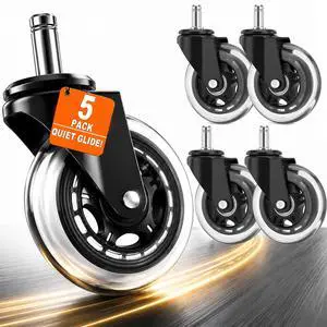 Office Chair Wheels Replacement, 5PC- Universal Fit 3 Inch Casters for Office computer Chairs, Safe for All Floors, Desk wheels for office chair, Smooth & Quiet Glide, Scratch-Resistant, Quick Install Office Chair Wheels Replacement, 5PC- Universal Fit 3 Inch Casters for Office computer Chairs, Safe for All Floors, Desk wheels for office chair, Smooth & Quiet Glide, Scratch-Resistant, Quick Install
