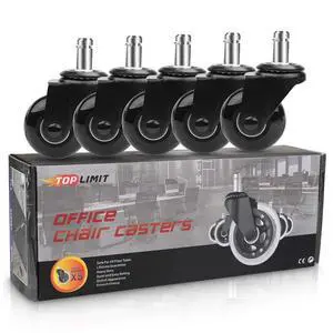 Office Chair Caster Replacement Wheel for Hardwood Floor and Carpet,2" Heavy Duty Universal Floor Safe Caster Set of 5,Rubber Wheels Office Chair to Replace Office Chair mats,fits 98% Chairs Office Chair Caster Replacement Wheel for Hardwood Floor and Carpet,2" Heavy Duty Universal Floor Safe Caster Set of 5,Rubber Wheels Office Chair to Replace Office Chair mats,fits 98% Chairs