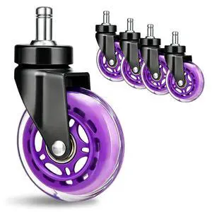 3" Office Chair Wheels (As Seen On PRC) Replacement Heavy Duty, Universal Rubber Chair Casters Fit 98% Chair, Quiet Smooth Rolling for Hardwood Floor Carpet Mats (Purple) 3" Office Chair Wheels (As Seen On PRC) Replacement Heavy Duty, Universal Rubber Chair Casters Fit 98% Chair, Quiet Smooth Rolling for Hardwood Floor Carpet Mats (Purple)