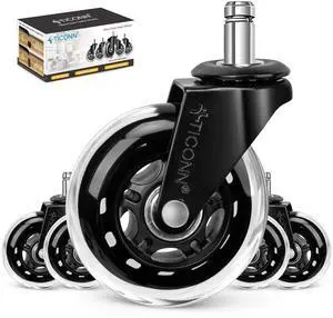 Office Chair Caster Wheels Set of 5 for Tile, Hardwood Floors and Carpets, Universal Fit for Most Chairs (Transparent) Office Chair Caster Wheels Set of 5 for Tile, Hardwood Floors and Carpets, Universal Fit for Most Chairs (Transparent)