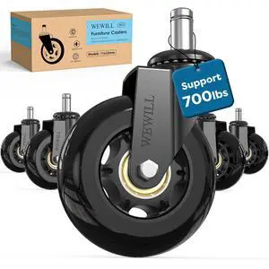 Office Chair Wheels - Rubber Casters Replacement Universal Fit 98% Chair(Set of 5) Heavy Duty 3 Inch Smoothly & Quietly Safe for All Floor, Hardwood, Tile, Carpet, Noise Free - Black Office Chair Wheels - Rubber Casters Replacement Universal Fit 98% Chair(Set of 5) Heavy Duty 3 Inch Smoothly & Quietly Safe for All Floor, Hardwood, Tile, Carpet, Noise Free - Black