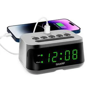 Digital Alarm Clock with Super Fast USB-C Charge Port & Green LED Display Digital Alarm Clock with Super Fast USB-C Charge Port & Green LED Display
