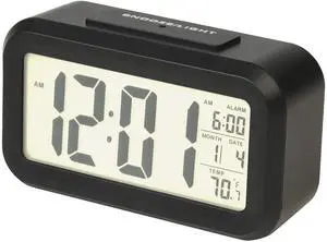 Portable Alarm Clock with Auto Night Light Sensor, Adjustable Brightness, Indoor Temperature Display, Full Calendar with 12 or 24 Hour Options Portable Alarm Clock with Auto Night Light Sensor, Adjustable Brightness, Indoor Temperature Display, Full Calendar with 12 or 24 Hour Options