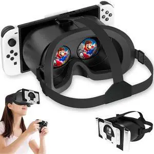 VR Headset for Nintendo Switch & Switch OLED Model, Switch VR Virtual Boy Glasses with Adjustable HD Lenses and Comfortable Head Strap, Labo VR Kit 3D Goggles for Switch Accessories (Black&White) VR Headset for Nintendo Switch & Switch OLED Model, Switch VR Virtual Boy Glasses with Adjustable HD Lenses and Comfortable Head Strap, Labo VR Kit 3D Goggles for Switch Accessories (Black&White)
