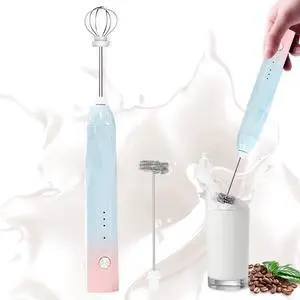 Milk Frother Rechargeable Handheld Electric Whisk Coffee Frother Mixer with 2 Stainless whisks 3 Speed Adjustable Foam Maker Blender for Coffee Matcha Latte Cappuccino Hot Chocolate (BluePink) Milk Frother Rechargeable Handheld Electric Whisk Coffee Frother Mixer with 2 Stainless whisks 3 Speed Adjustable Foam Maker Blender for Coffee Matcha Latte Cappuccino Hot Chocolate (BluePink)