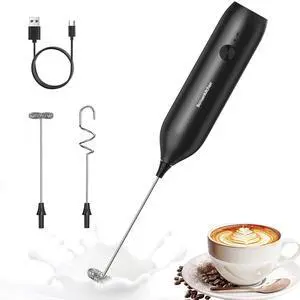 Rechargeable Milk Frother Handheld, Electric Foam Maker with Stainless Steel Whisk, Charging USB-C, Portable Hand Wand Drink Mixer for Coffee Matcha Lattes Cappuccino, Kitchen Gifts Rechargeable Milk Frother Handheld, Electric Foam Maker with Stainless Steel Whisk, Charging USB-C, Portable Hand Wand Drink Mixer for Coffee Matcha Lattes Cappuccino, Kitchen Gifts
