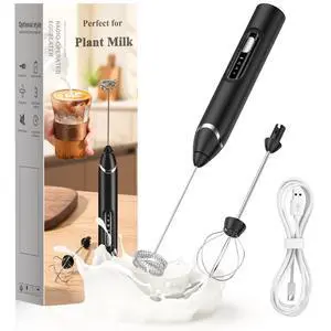 Rechargeable Plant Milk Frother Handheld, Coffee Milk Frother 3 Speed Portable Electric Foam Maker with 2 Detachable Stainless Steel Whisks for Plant-Based Milk Oat Almond Latte Cappuccino Matcha Rechargeable Plant Milk Frother Handheld, Coffee Milk Frother 3 Speed Portable Electric Foam Maker with 2 Detachable Stainless Steel Whisks for Plant-Based Milk Oat Almond Latte Cappuccino Matcha