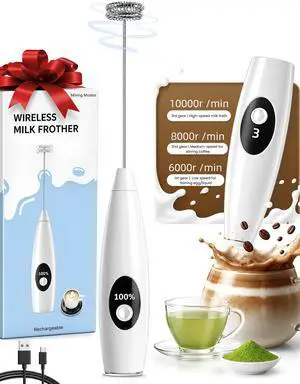 Rechargeable Milk Frother Handheld, 3-Speed Electric Frother Wand, Digital Display Drink Mixer Wand, Coffee Frother Handheld for Cappuccino Latte, Portable Hand Mixer for Coffee Rechargeable Milk Frother Handheld, 3-Speed Electric Frother Wand, Digital Display Drink Mixer Wand, Coffee Frother Handheld for Cappuccino Latte, Portable Hand Mixer for Coffee