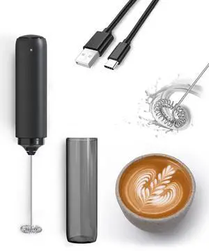 Rechargeable Milk Frother USB, Handheld Electric Foam Maker with Whisk Drink Mixer & Foamer for Coffee, Latte, Matcha, Hot Chocolate Rechargeable Milk Frother USB, Handheld Electric Foam Maker with Whisk Drink Mixer & Foamer for Coffee, Latte, Matcha, Hot Chocolate