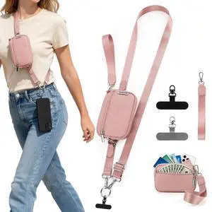 Clip and Go Strap for Phone with Wallet Crossbody, Detachable Zippered RFID Wristlet Wallet, Adjustable Phone Lanyard & Ultra-Thin 360° Rotatable Metal Tabs for All Smartphones Clip and Go Strap for Phone with Wallet Crossbody, Detachable Zippered RFID Wristlet Wallet, Adjustable Phone Lanyard & Ultra-Thin 360° Rotatable Metal Tabs for All Smartphones