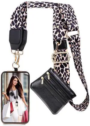 Clip and Go Strap for Phone with Wallet Crossbody,Phone Strap with Zippered Wallet, Adjustable Anti Theft Cellphone Lanyard for Women, Cellphone Chain Accessories,Leopard Clip and Go Strap for Phone with Wallet Crossbody,Phone Strap with Zippered Wallet, Adjustable Anti Theft Cellphone Lanyard for Women, Cellphone Chain Accessories,Leopard