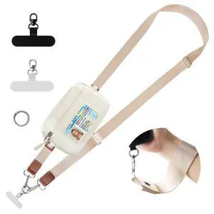 Clip and Go Strap for Phone with Wallet Crossbody, Cell Phone Lanyard Crossbody for Women Men, Adjustable Strap with Detachable RFID Wristlet Wallet for Teacher (Beige) Clip and Go Strap for Phone with Wallet Crossbody, Cell Phone Lanyard Crossbody for Women Men, Adjustable Strap with Detachable RFID Wristlet Wallet for Teacher (Beige)