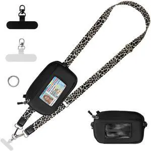 Clip and Go Strap for Phone with Wallet Crossbody, Cell Phone Lanyard Crossbody for Women Men, Adjustable Lanyard with Detachable Wristlet Wallet for Teacher (Black White) Clip and Go Strap for Phone with Wallet Crossbody, Cell Phone Lanyard Crossbody for Women Men, Adjustable Lanyard with Detachable Wristlet Wallet for Teacher (Black White)