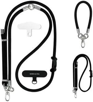 3-in-1 Phone Lanyard Crossbody/Neck/Wrist, Anti-theft Adjustable phone strap with 2 Phone Tabs,Cell Phone Lanyard for All Phones,Sturdy metal buckle, Skin-Friendly for outdoor,Black 3-in-1 Phone Lanyard Crossbody/Neck/Wrist, Anti-theft Adjustable phone strap with 2 Phone Tabs,Cell Phone Lanyard for All Phones,Sturdy metal buckle, Skin-Friendly for outdoor,Black