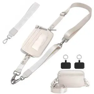 Clip and Go Strap for Phone with Wallet Crossbody,Phone Lanyard Detachable - Adjustable and Detachable RFID Wristlet Wallet for Keys/Cards(Beige Clip and Go Strap for Phone with Wallet Crossbody,Phone Lanyard Detachable - Adjustable and Detachable RFID Wristlet Wallet for Keys/Cards(Beige