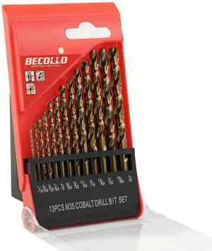13PCS (1/16"-1/4") Cobalt Drill Bit Set, M35 Jobber Length Twist Drill Bits,Suitable for Drilling in Hard Metal, Stainless Steel, Cast Iron 13PCS (1/16"-1/4") Cobalt Drill Bit Set, M35 Jobber Length Twist Drill Bits,Suitable for Drilling in Hard Metal, Stainless Steel, Cast Iron