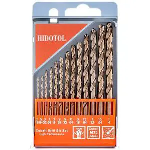 13 PCS Cobalt Drill Bit Set M35 HSS Twist Drill Bits 1/16"-1/4" for Hardened Metal, Stainless Steel, Cast Iron, Plastic and Wood 13 PCS Cobalt Drill Bit Set M35 HSS Twist Drill Bits 1/16"-1/4" for Hardened Metal, Stainless Steel, Cast Iron, Plastic and Wood