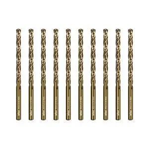 Cobalt Drill Bit Set, 10Pcs 3/16" M35 High Speed Steel Jobber Length Drill Bit Kit for Hardened Metal, Stainless Steel, Cast Iron, Wood and Plastic, with Index Storage Case Cobalt Drill Bit Set, 10Pcs 3/16" M35 High Speed Steel Jobber Length Drill Bit Kit for Hardened Metal, Stainless Steel, Cast Iron, Wood and Plastic, with Index Storage Case