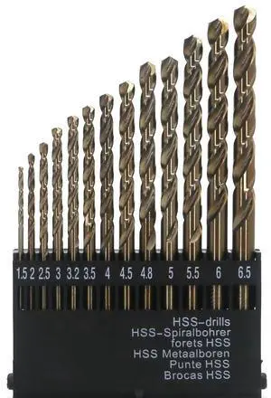 Metric Cobalt Drill Bits Set 1.5-6.5mm 13PCS, M35 high speed steel, high hardness straight shank drill, mechanical or hand drill for drilling, suitable for stainless steel, iron, copper and aluminum. Metric Cobalt Drill Bits Set 1.5-6.5mm 13PCS, M35 high speed steel, high hardness straight shank drill, mechanical or hand drill for drilling, suitable for stainless steel, iron, copper and aluminum.