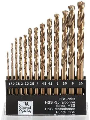 Cobalt Metric Drill bits Set 1.5-6.5mm/13PCS High-Speed Steel Drill bit for Stainless Steel, Hard Metal, Cast Iron, Copper, Aluminum Plastic Cobalt Metric Drill bits Set 1.5-6.5mm/13PCS High-Speed Steel Drill bit for Stainless Steel, Hard Metal, Cast Iron, Copper, Aluminum Plastic
