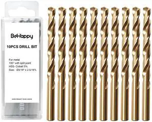 3/16" Cobalt Drill Bit Set (10Pcs), M35 HSS, 135 Degree Tip, Twist Jobber Length for Hardened Metal, Stainless Steel, Cast Iron, Wood, and Plastics, with Index Storage Case 3/16" Cobalt Drill Bit Set (10Pcs), M35 HSS, 135 Degree Tip, Twist Jobber Length for Hardened Metal, Stainless Steel, Cast Iron, Wood, and Plastics, with Index Storage Case