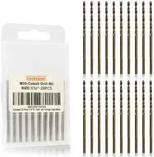 1/16" Cobalt Drill Bit (20 Pcs), Jobber Length Twist Drill Bit Set for Hard Metal, Stainless Steel, Cast Iron, Wood and Plastic, with Storage Case 1/16" Cobalt Drill Bit (20 Pcs), Jobber Length Twist Drill Bit Set for Hard Metal, Stainless Steel, Cast Iron, Wood and Plastic, with Storage Case