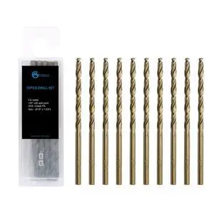 1/8 inch Cobalt Drill Bits, M35 HSS, 135 Degree Tip, Jobber Length Twist Drill Bit Set for Hard Metal, Stainless Steel, Cast Iron, Wood and Plastic, with Storage Case, Pack of 10 1/8 inch Cobalt Drill Bits, M35 HSS, 135 Degree Tip, Jobber Length Twist Drill Bit Set for Hard Metal, Stainless Steel, Cast Iron, Wood and Plastic, with Storage Case, Pack of 10